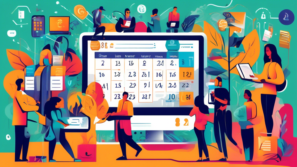 Create an image depicting a vibrant and colorful calendar page for October labeled 'Cybersecurity Awareness Month,' featuring a diverse group of people engaging in various cybersecurity activities such as using strong passwords, enabling two-factor authentication, and safeguarding personal information on digital devices. Include icons such as locks, shields, and secure computer networks to emphasize the importance of cybersecurity.