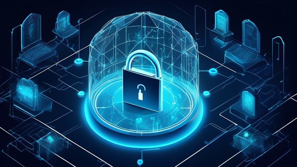 Create an image depicting a digital fortress guarded by a transparent shield representing Zero Trust Cyber Security. Incorporate visual elements like padlocks, authentication tokens, and network nodes interconnected by secure pathways. The background should represent a blend of traditional and modern technology, symbolizing comprehensive security in a digital age.